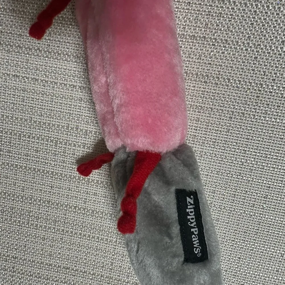 Zippy Paws Valentine’s Day Pink White Red Gray Plush Caterpillar Squeaky Dog Toy